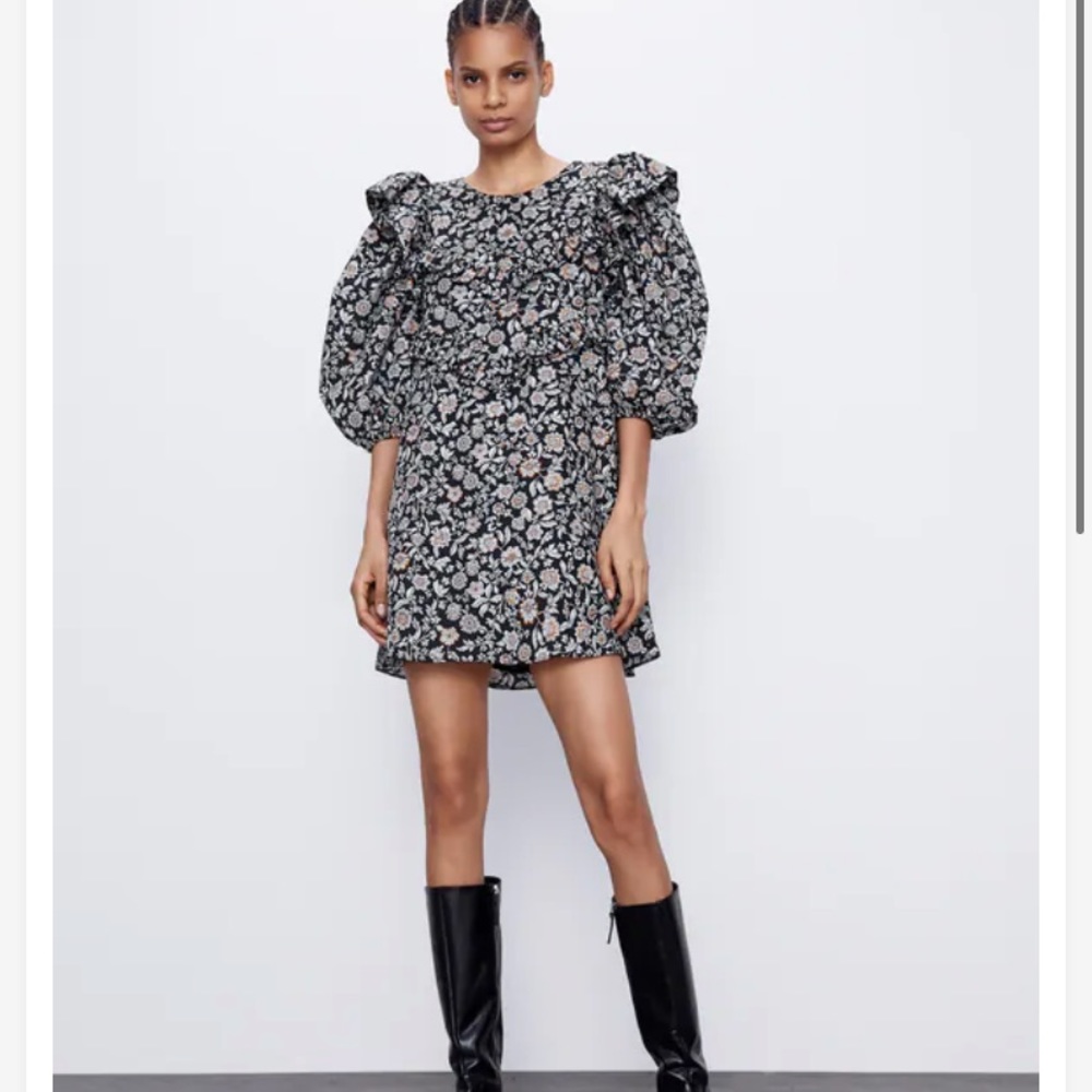 NWT ZARA PRINTED DRESS WITH RUFFLES